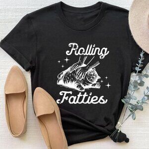 Rolling Fatties Funny Cat T-Shirt | Unhinged Meme Cat Graphic Tee